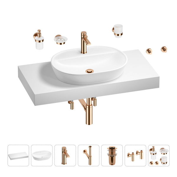 Раковина-столешница Wellsee r._150201000_sm.Once_s.4)x100 см, светло ...