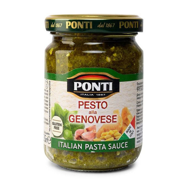 Соус Песто PONTI Pesto alla Genovese с базиликом, 135 гр стеклянная ...