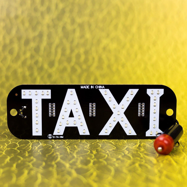 Знак такси 19х6,2см TAXI RED красный / Светодиодный знак со штекером ...