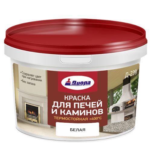 Краска Диола термостойкая для печей и каминов 1.5кг д-239, Силикатная ...