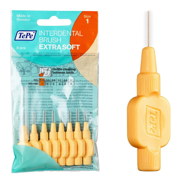 Межзубные ершики TePe Extra Soft Оранжевые №1, 0.45 мм, 8шт - купить с ...