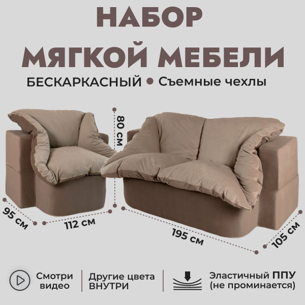 Комплект мягкой мебели High Performance, обивка Велюр искусственный ...