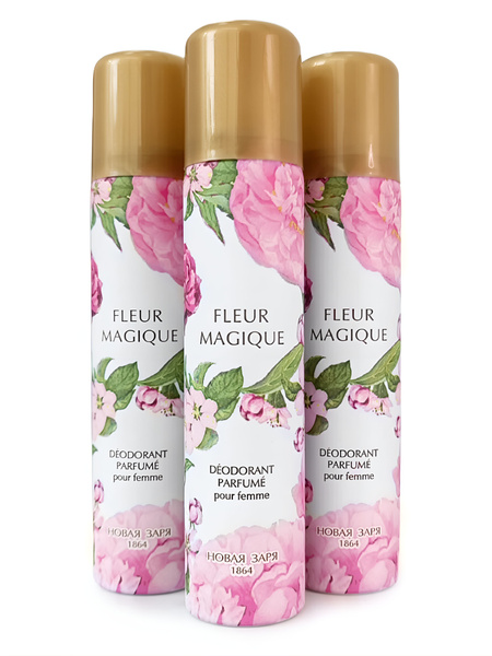 Новая Заря ДЕЗОДОРАНТ Набор МАГИЧЕСКИЙ ЦВЕТОК (MAGIQUE FLEUR) 3*75мл ...
