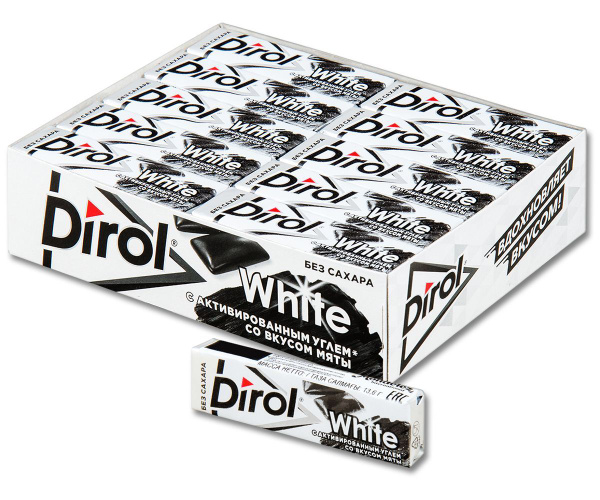 Жевательная резинка Dirol White Мята с активированным углем, без сахара ...