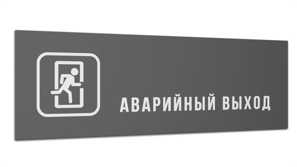 Табличка "Аварийный выход", Матовая линейка, цвет Серый, 30 см х 10 см ...