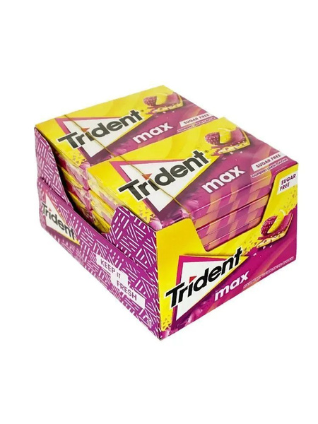 Trident max жевательная резинка 12шт по 23г Малина-Лимон - купить с ...