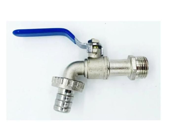 Кран водоразборный/садовый со штуцером никелированный TIM ECO 3/4 ...