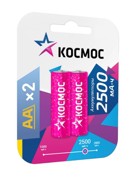 Космос Аккумуляторная батарейка AA, 1,2 В, 2500 мАч, 2 шт купить на ...