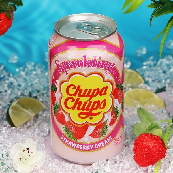 Газированный напиток Chupa Chups/ Чупа Чупс 4 разных вкуса/ Mix 4 банки ...