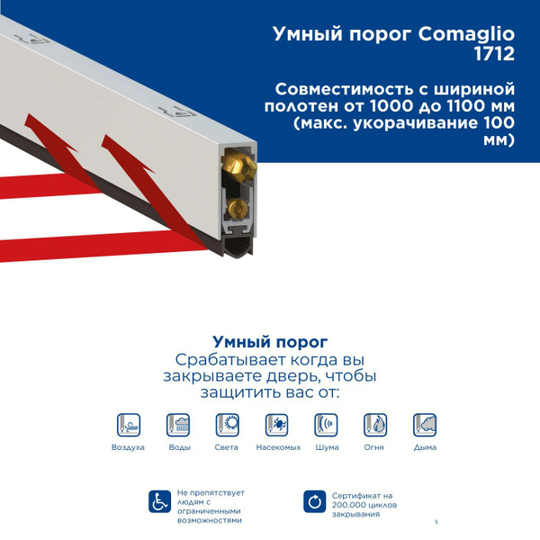 Умный порог (автоматический порог) для межкомнатных дверей Comaglio ...