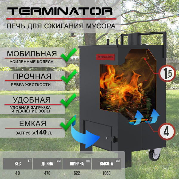 Термокрафт Печь для сжигания мусора,0,47х0,6х1,06см - купить с ...