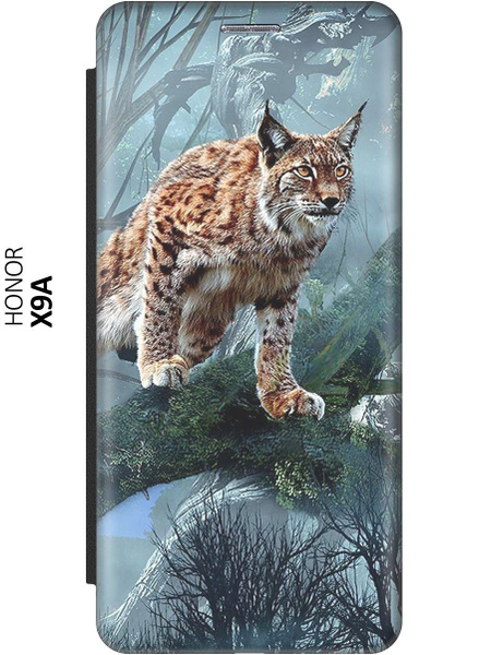 Чехол-книжка Дикая рысь на Honor X9a / Magic5 Lite / Хонор Х9А / Мэджик ...