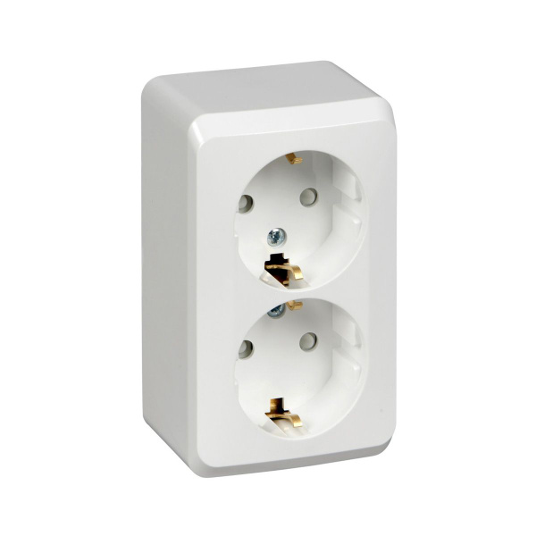 Розетка двойная Systeme (Schneider) Electric Этюд PA16-008B, накладная ...