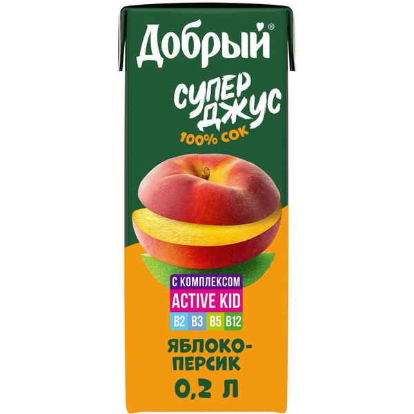 Сок Добрый Active Kid яблоко-персик, 200 мл*10 шт - купить с доставкой ...