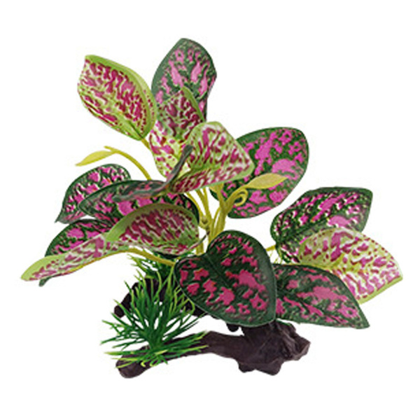 Аквариумный декор, искусственная коряга с пластиковыми растениями ...