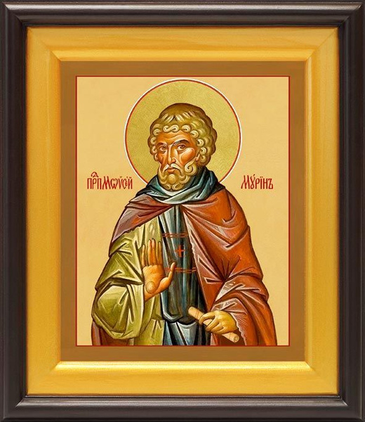 Преподобный Моисей Мурин, Эфиопский, икона в широком киоте 21,5*25 см ...