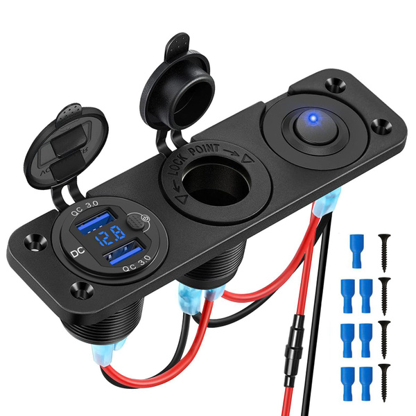 Розетка USB встраиваемая в авто 2USB 3.0 + Вольтметр синий USB-адаптер ...