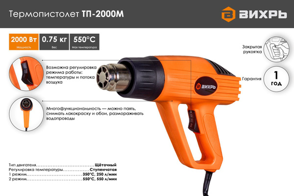 Строительный фен Вихрь ТП-2000М - купить по выгодной цене в интернет ...
