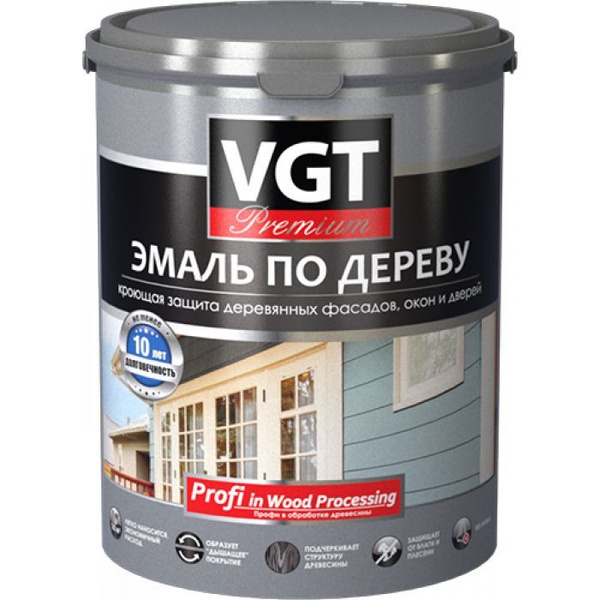 Эмаль VGT PREMIUM ВД-АК-1179 ПРОФИ ПО ДЕРЕВУ Гладкая, Акриловая ...