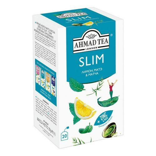 Чайный напиток Ahmad Tea Slim лимон-мате-матча в пакетиках 1,5 г х 20 ...