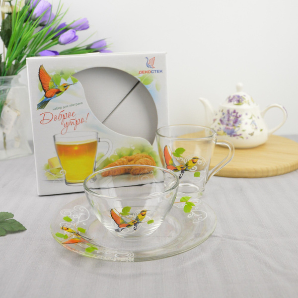 Набор для завтрака 3 предмета "Колибри" (салатник, чайная кружка ...