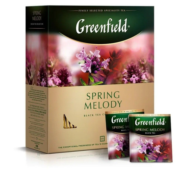 Чай в пакетиках черный Greenfield Spring Melody, 100 шт (ГРИНФИЛД ...