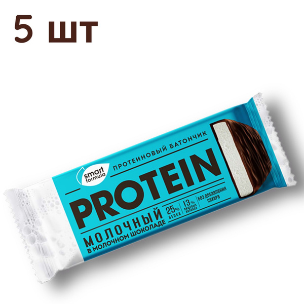 Набор протеиновых батончиков Smart Formula в мол.шоколаде, 40 гр 5 шт ...