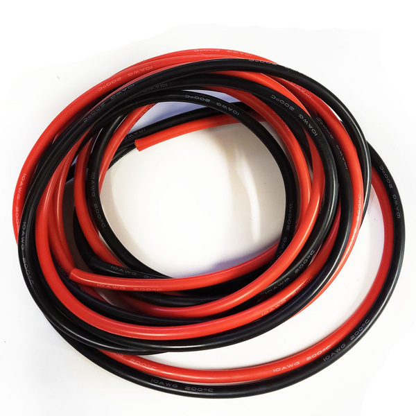 Силиконовый провод 10AWG черный+красный, по 3 метра, мягкий, silikon ...