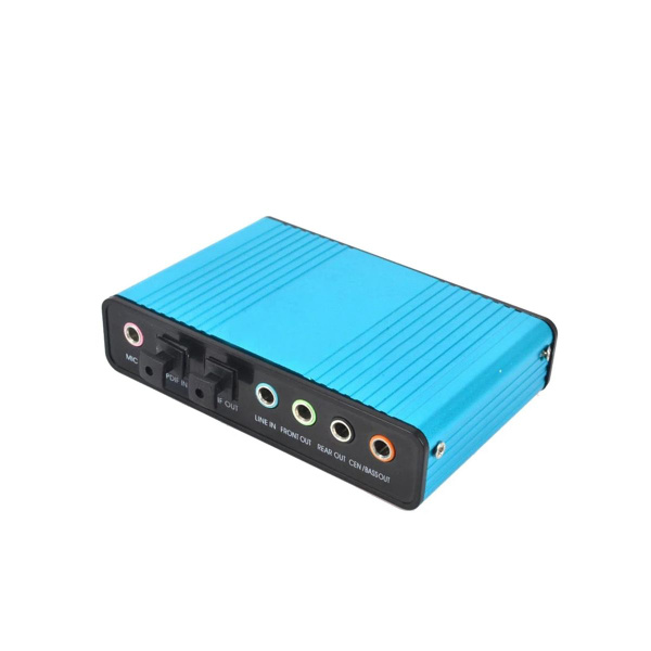6-канальная внешняя звуковая карта объемного звука USB 5.1/7.1 (синяя ...