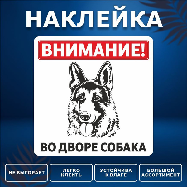Наклейка, на забор, на дверь, ИНФОМАГ, Осторожно злая собака, 15см х ...