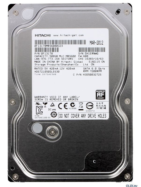 500 ГБ Внутренний жесткий диск Hitachi HDS721050DLE630 (HDS721050DLE630 ...