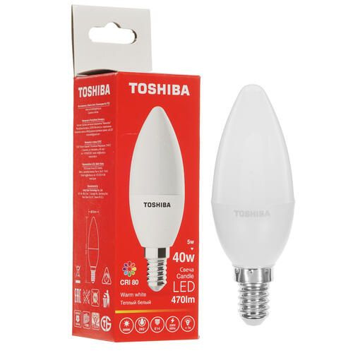 Светодиодная Лампочка Toshiba E14 Свеча 470 Лм 3000 К - купить в ...