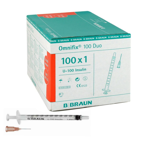 Шприц B.Braun Omnifix 100 Duo (3-х комп.) 1 мл U100 игла 26G (0,45 х 12 ...