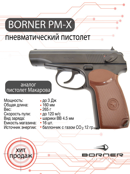 Пневматический пистолет Borner ПМ-Х - купить по выгодной цене в ...