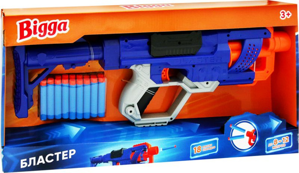 Набор игровой BIGGA Бластер с мягкими снарядами, 19 предметов / Игрушка ...