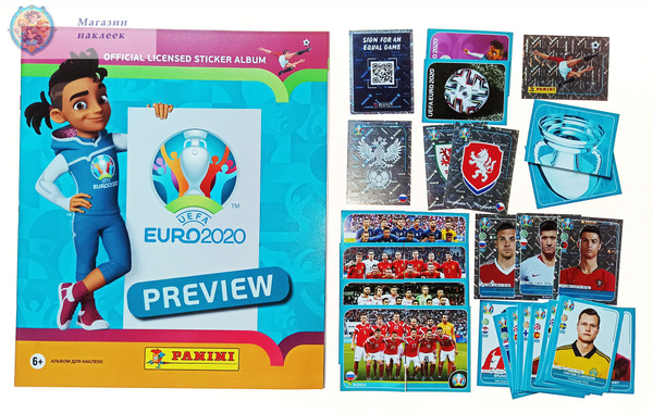 Альбом Panini для наклеек "Евро 2020 Preview" + 50 разных наклеек ...