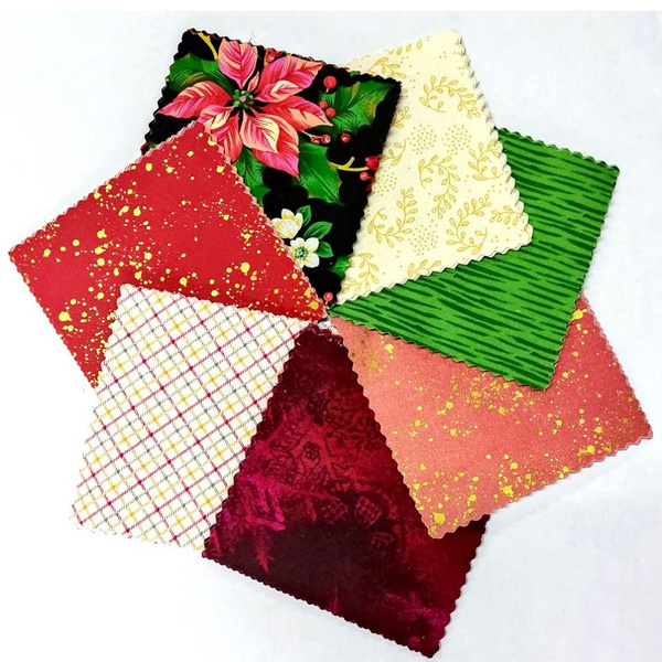 Ткань для пэчворка "Poinsettia-1" набор из 64 квадратов 5"x5" хлопок ...