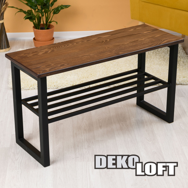 Обувница металлическая для прихожей, Массив дерева, Металл, 80x30x45 см ...