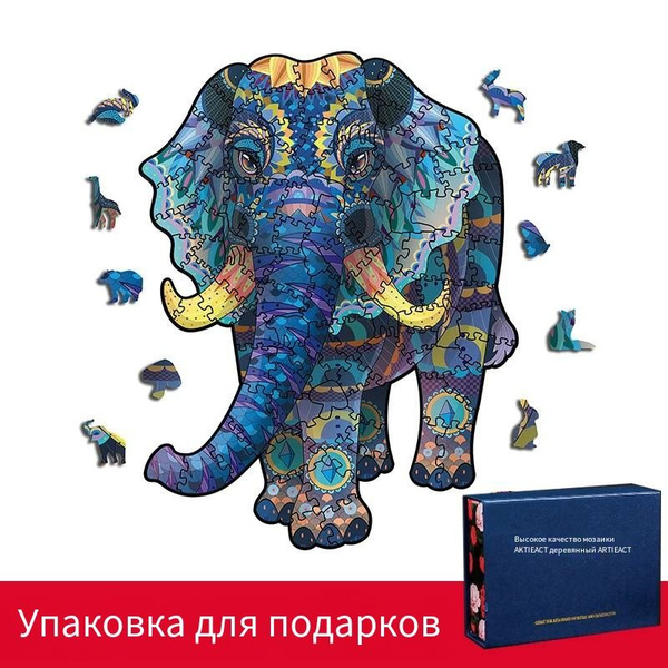 Деревянный неправильный трехмерный пазл с животными - купить с ...