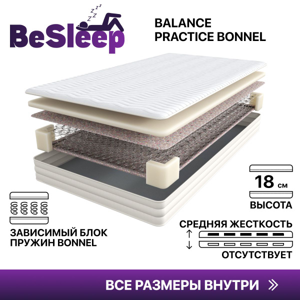 Матрас BeSleep alt-Askona-Balance-Practice-Bonnel, Зависимые пружины ...