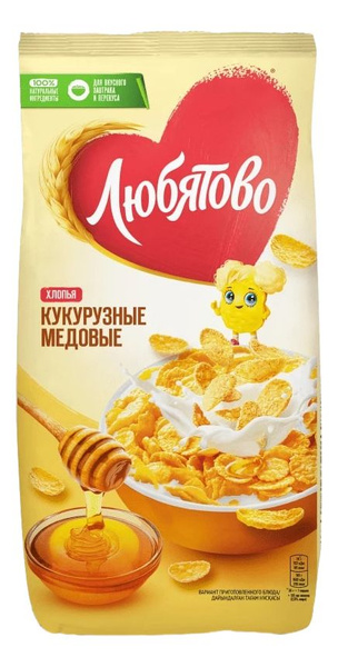 Хлопья кукурузные ЛЮБЯТОВО медовые, 250г - купить с доставкой по ...