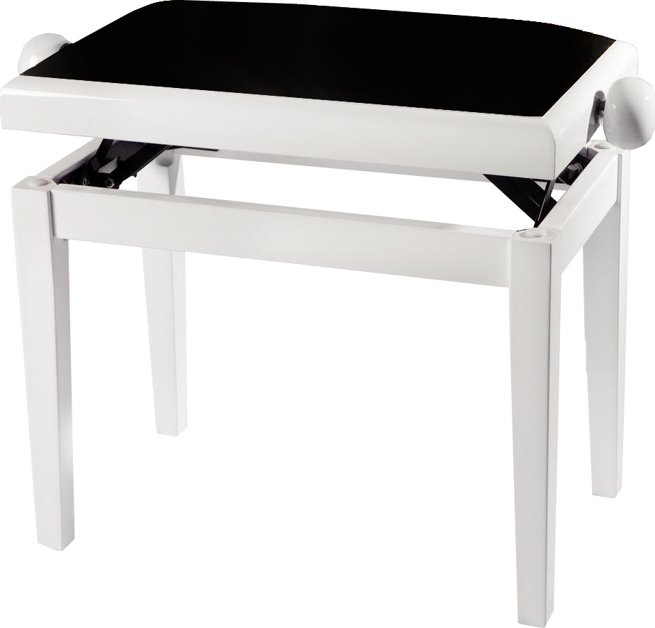 фото GEWA Piano Bench Deluxe White Highgloss 130030 - банкетка белая глянцевая прямые ножки верх черный