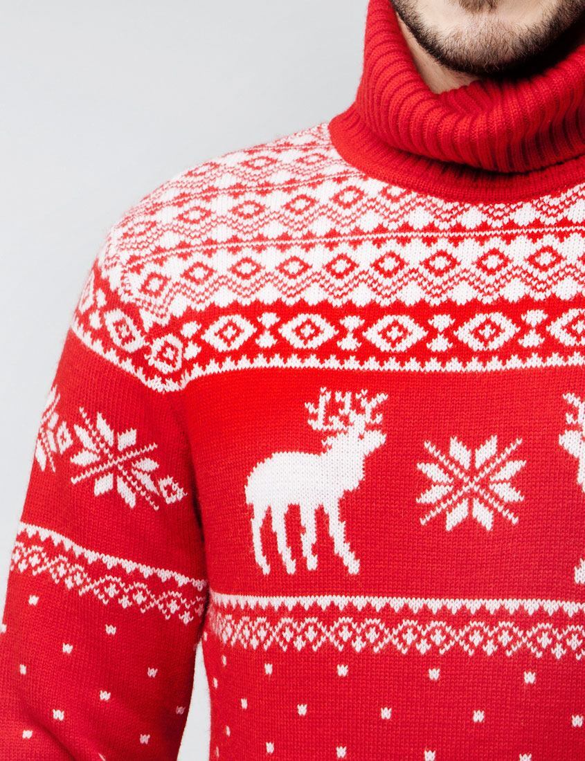 Новогодний свитер с оленями Теплые звери. 
