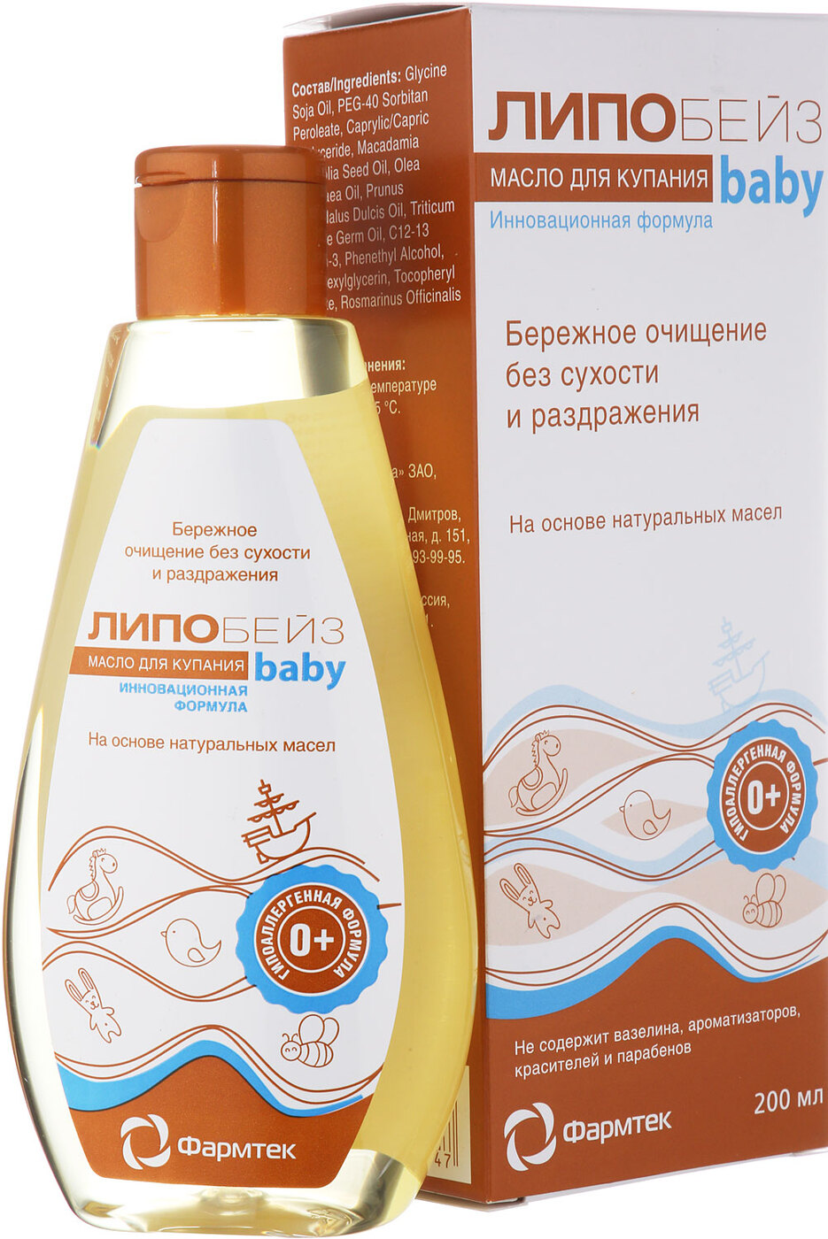Фармтек, Липобейз Беби, Детское масло для купания, 200 мл — купить в ...