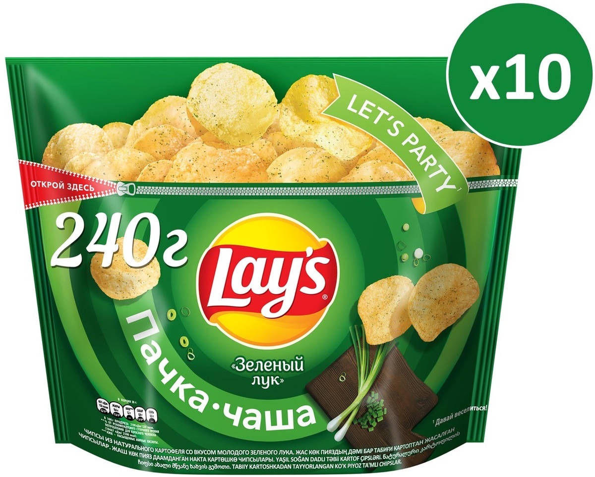 Характеристики Чипсы Lay's Молодой зеленый лук, 10 шт по 240 г ...