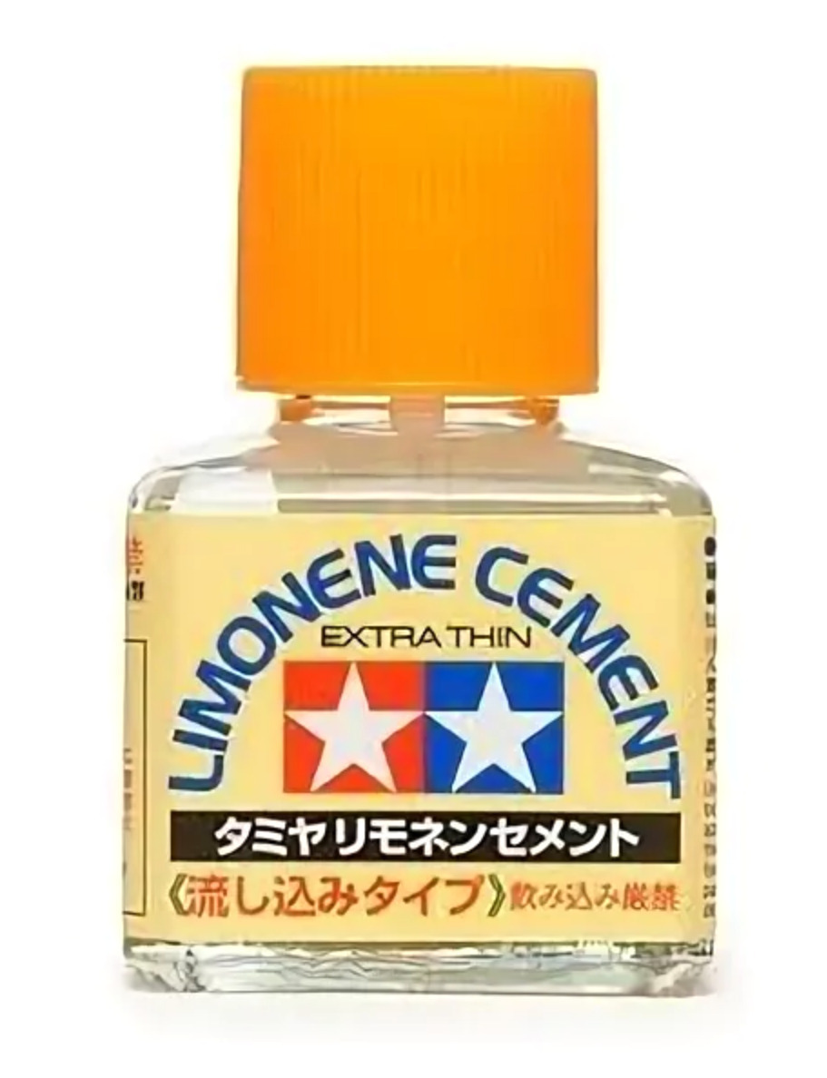 Tamiya Extra Thin Lemonene Cement, Супер жидкий клей с запахом лимона, 40 мл