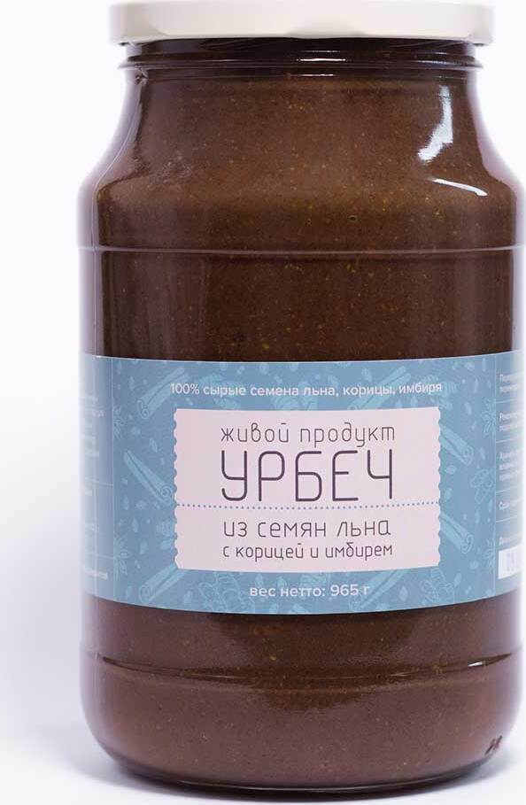 Урбеч Живой Продукт из семян льна с корицей и имбирем 965 грамм