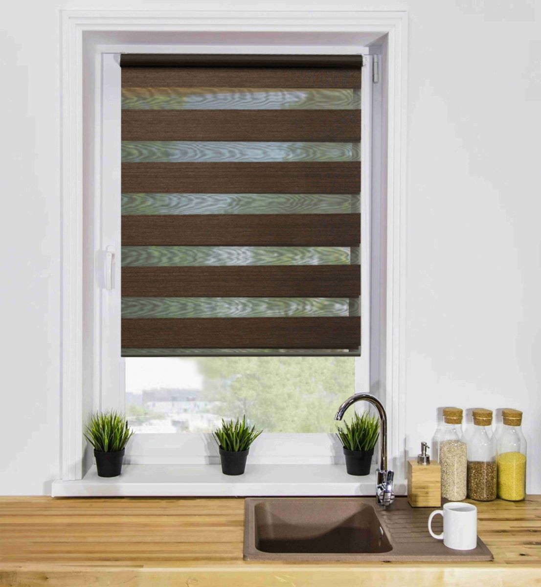 Рулонные шторы LmDecor Жаккард , размер 38х160 см, коричневый ...