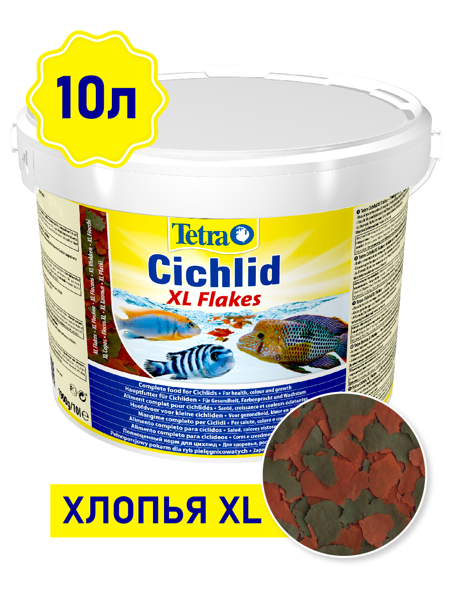 купить Tetra Cichlid XL Flakes Корм в виде крупных хлопьев, 10 л