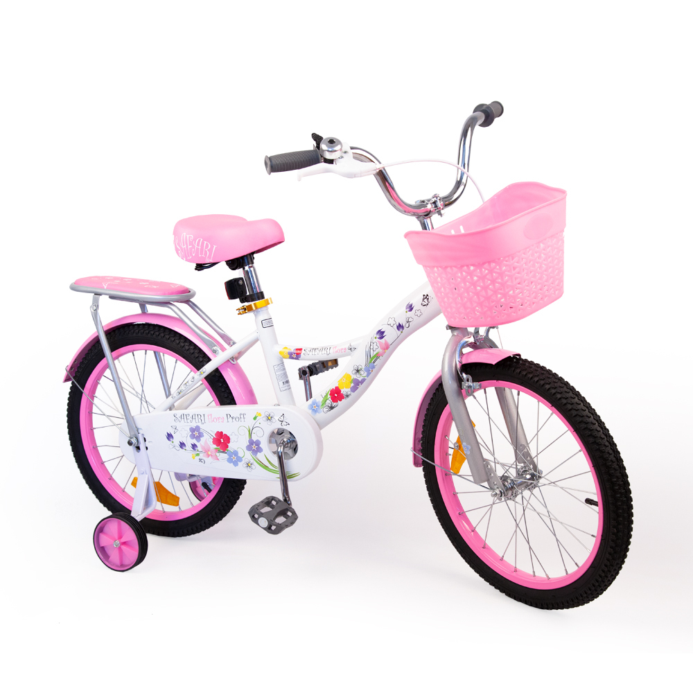 Велосипед детский двухколесный 18" SAFARI Flora розовый, с корзинкой ...